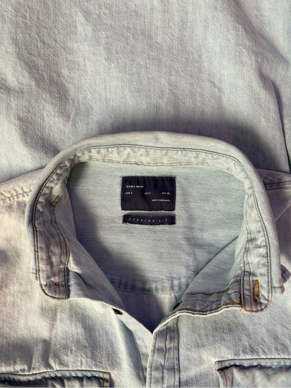 Zara Man Light Wash Denim Shirt | Size S | Snap Button Western Shirt - Picture 5 of 5